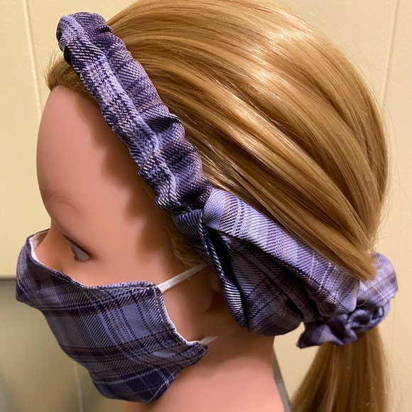 Three-Piece Scrunchie Purple Face Mask - Picture 4 of 4
